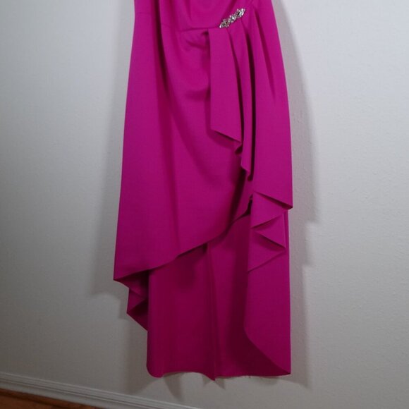 Jessica Howard One Shoulder Gown Plus Size 22W Pink Embellished Formal Hi-Low - Picture 3 of 10
